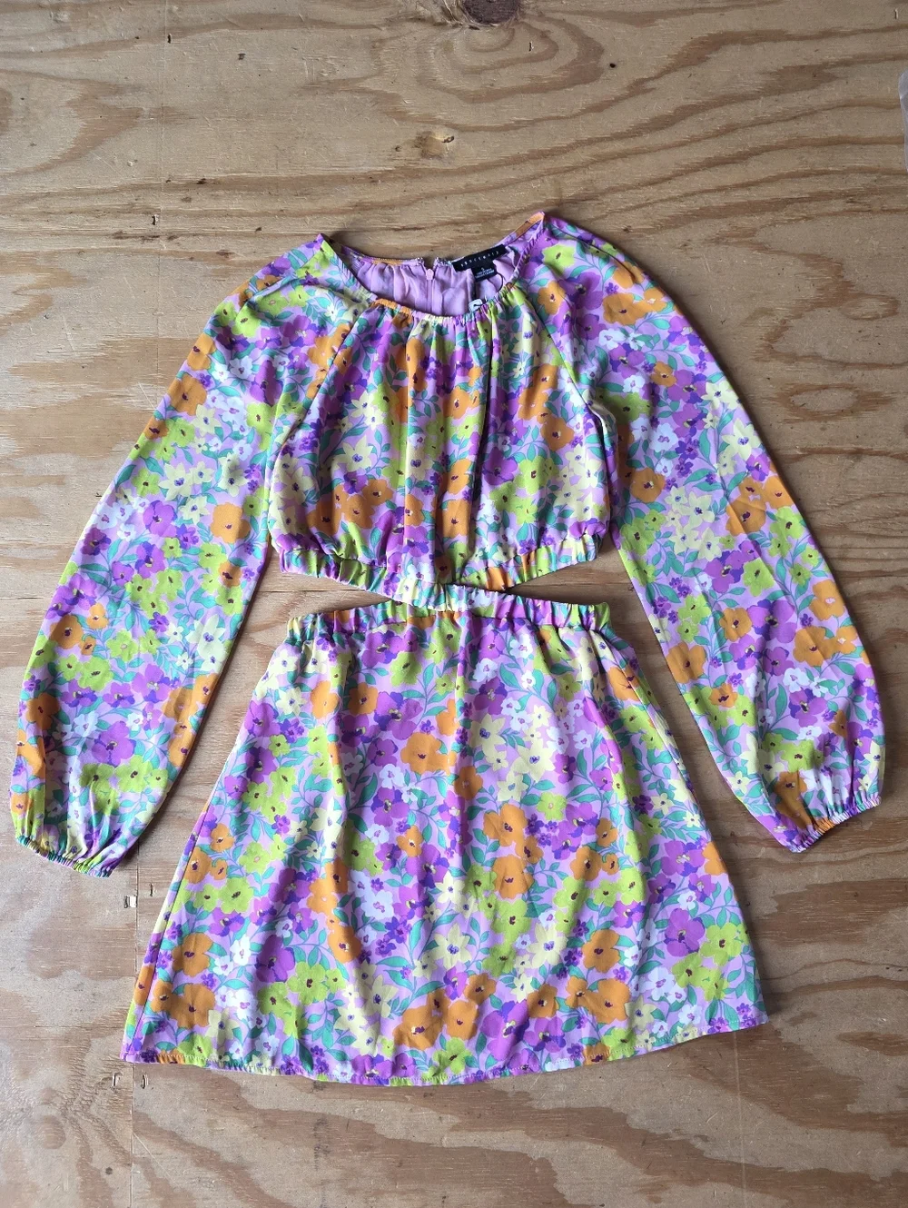 Sanctuary Floral Two Piece Set Purple Orange Green Floral #DR4 - Picture 11 of 11